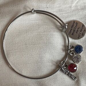 Silver Charm Bracelet with Red, Blue, and Clear Accents